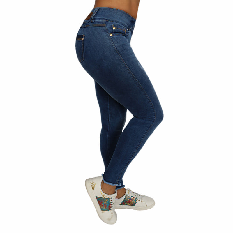Jean dama licrado azul bota desmechada