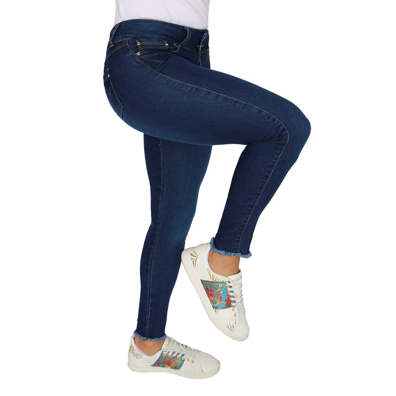 Jean dama licrado azul bota desmechada