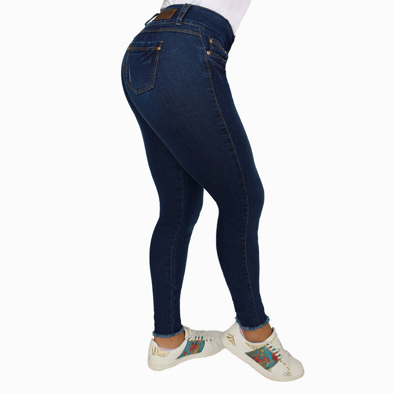 Jean dama licrado azul bota desmechada