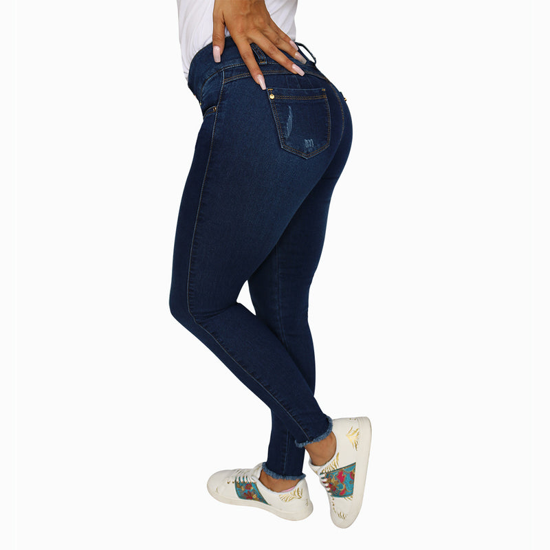 Jean dama licrado azul bota desmechada