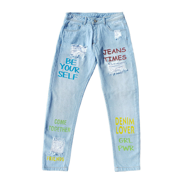 Jeans boyfriend estampado para mujer