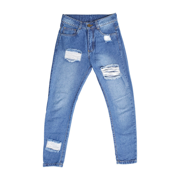 Jean Boyfriend Rotos Mujer Azul Stone Medio